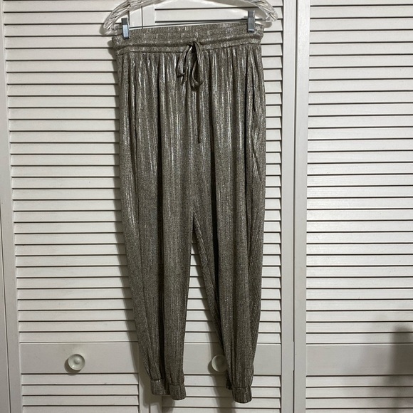 bishop + young Pants - Bishop + Young Anthropologie Women's Pants  Gold Shimmer Textured